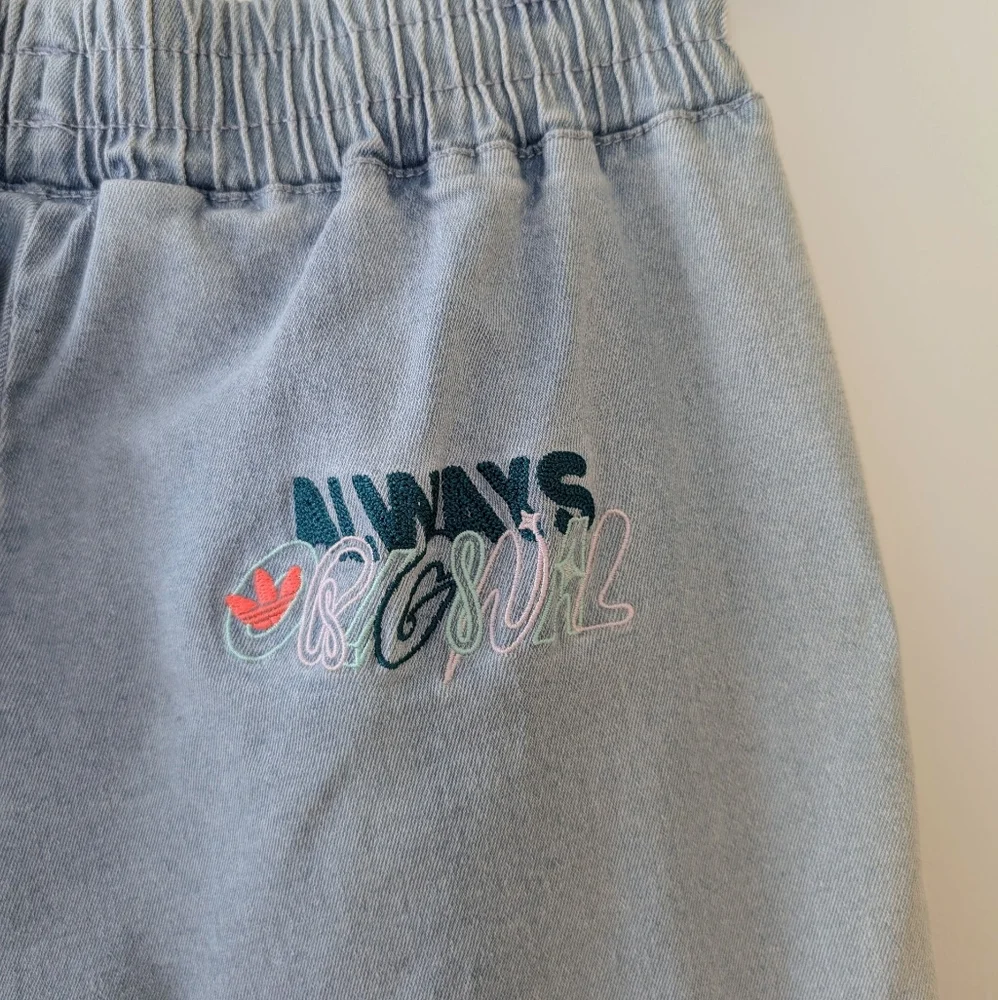Adidas Always Original Denim Track Pants Jeans Wide Leg Light Blue Wash Small - Picture 11 of 17